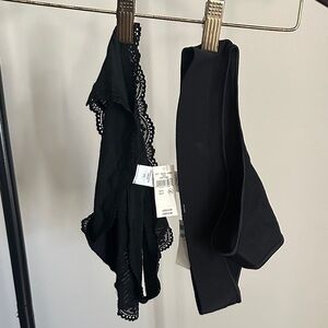 Aerie Black Lace and Solid Panties Set